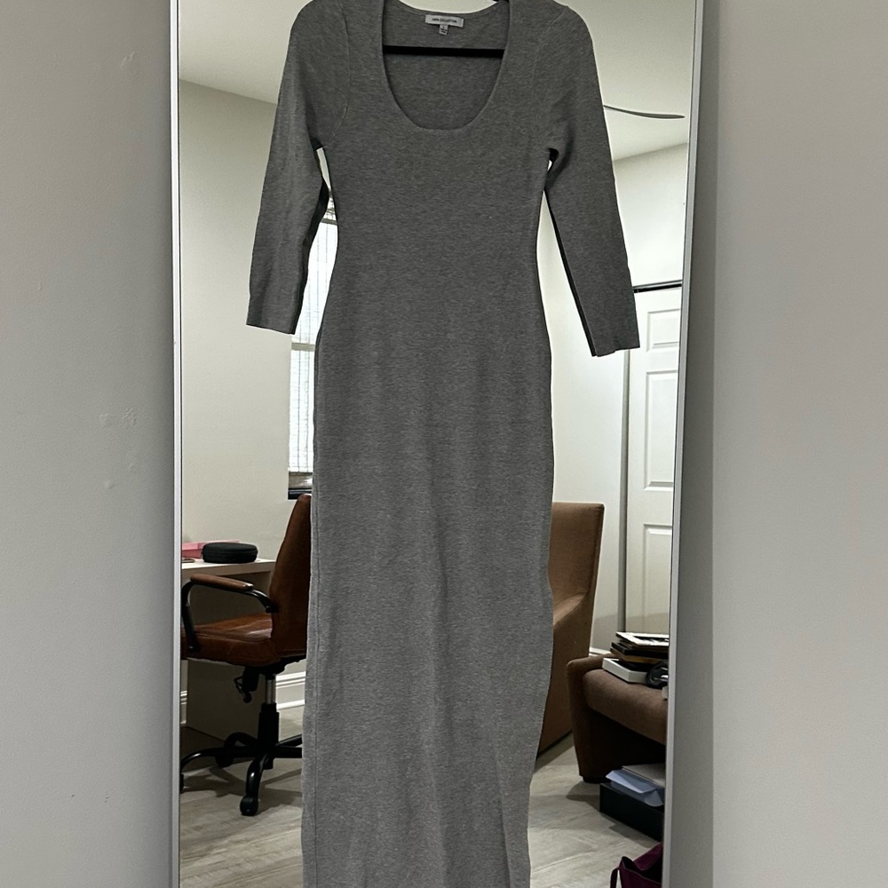 Hera Collection large Elegant Gray Women's Dress ribbed